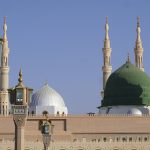 القبة الخضراء ومآذن المسجد النبوي في المدينة المنورة