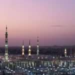 المسجد النبوي في المدينة المنورة وقت الغروب